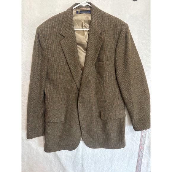 Brooks Brothers Wool Blazer Sport Coat Brown Herringbone Mens 44 Long - Picture 1 of 4